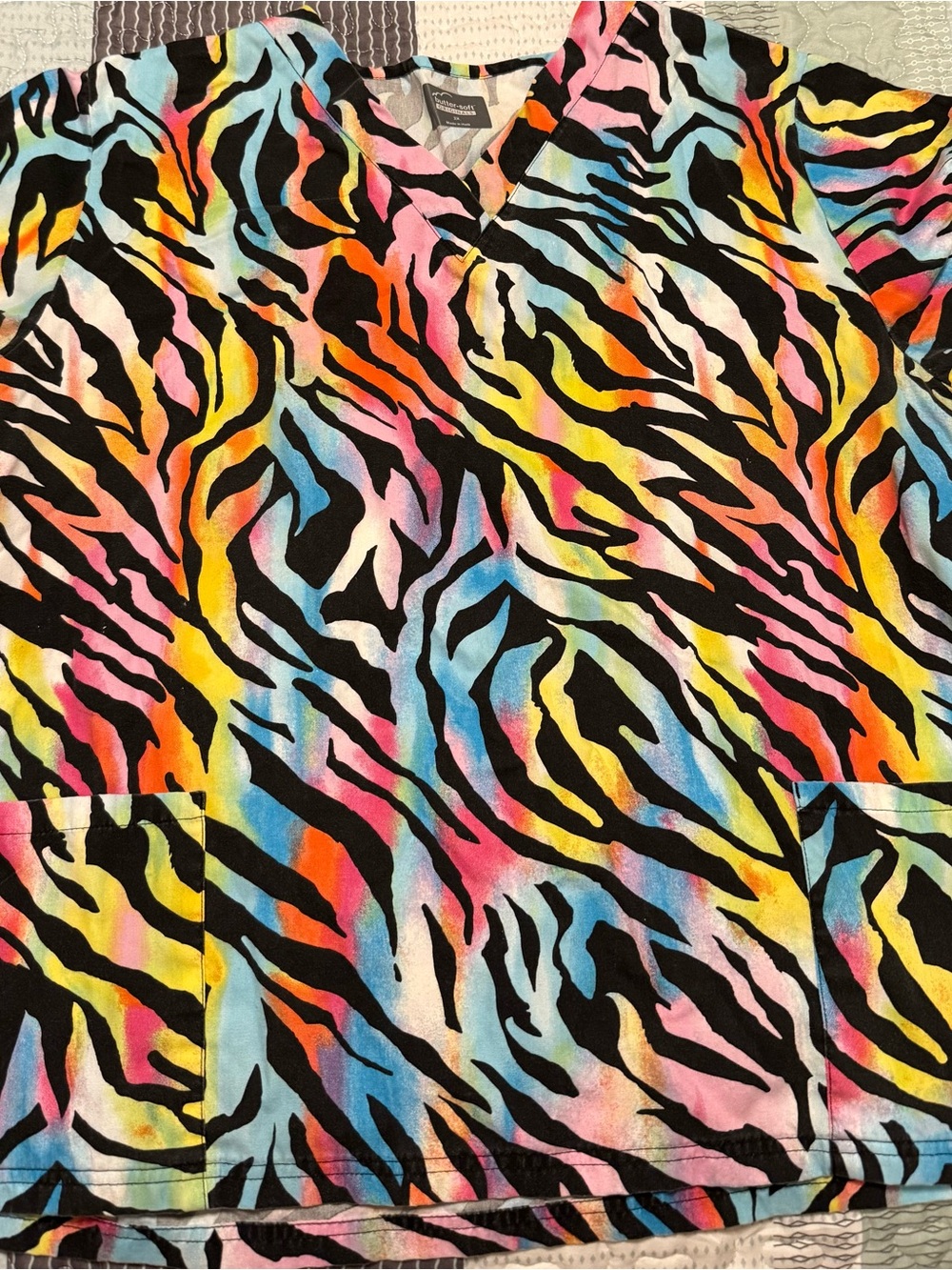 Women’s V-Neck Multicolor Zebra Print Top